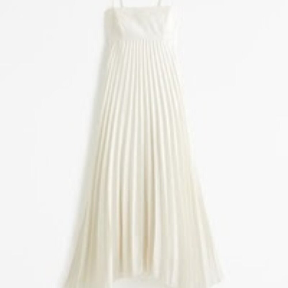 The A&F Giselle Clasp-Back Pleated Midi Dress